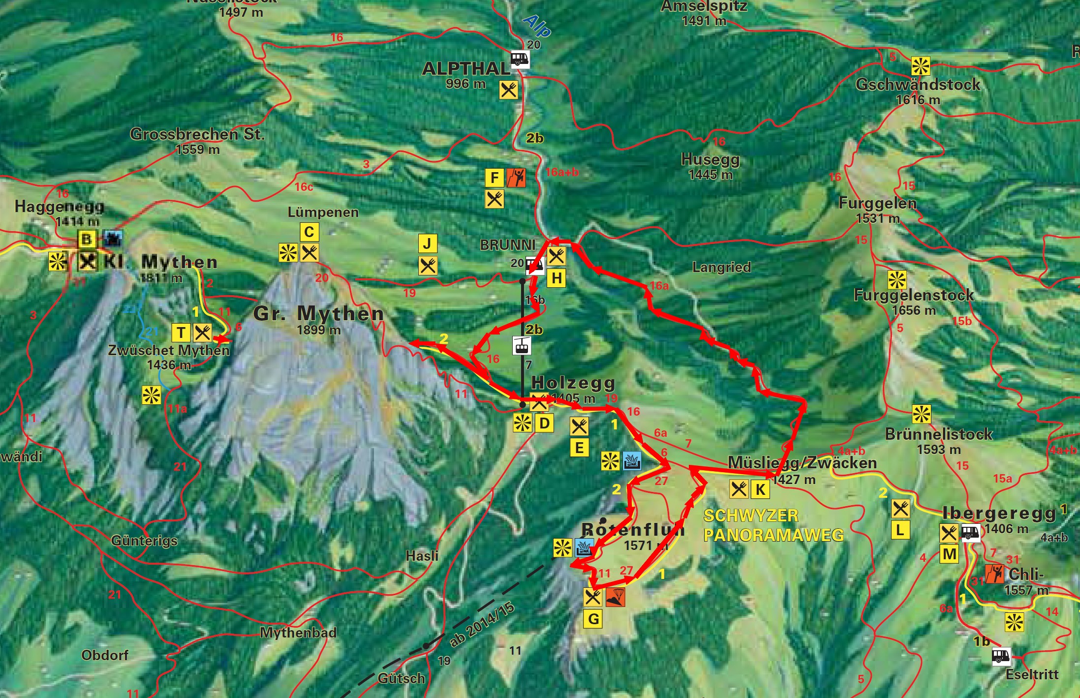 Rundwanderweg - Brunni-Holzegg-Rotenflue-Zwäcken - Brunni-Alpthal