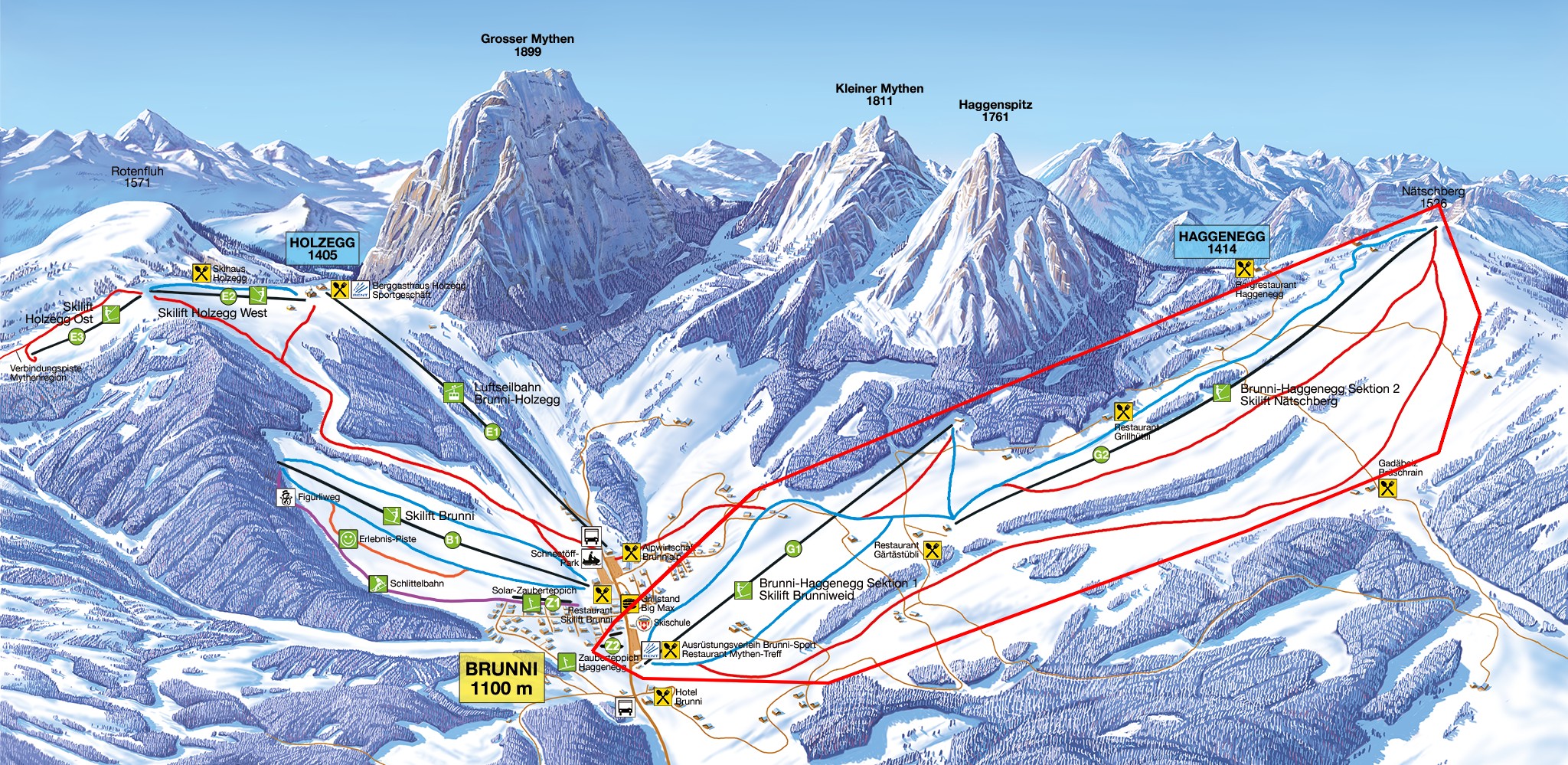 Pistenplan Brunni-Haggenegg